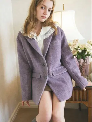 CALNAMUR 미니 샤기 코트 라벤더