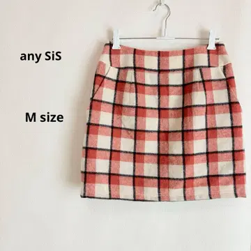 애니시스 미니 스커트 M 체크 무늬 울 혼방