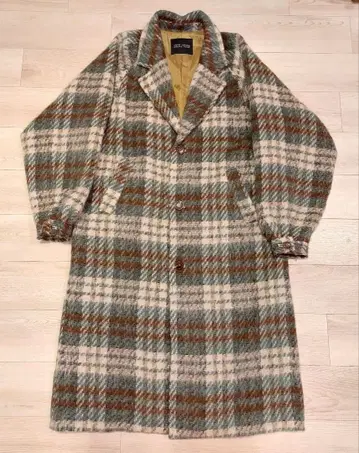 DOUBLENAME 체크 무늬 오버 사이즈 롱 코트