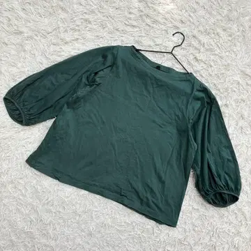 유니클로 머서라이즈드 코튼 볼륨 슬리브 보트넥 그린 (M)