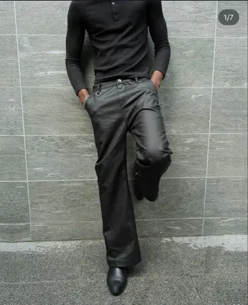 Stacked Oil Coating 루즈핏 팬츠 M