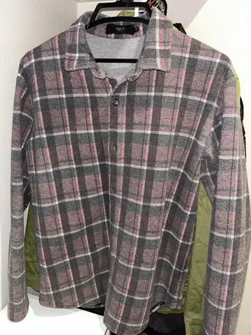 AZUL 그레이/핑크 체크 긴팔 셔츠 S