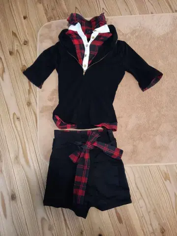 가격 인하 REAL MA*RS 후드 부착 셋업 블랙/빨간색 체크