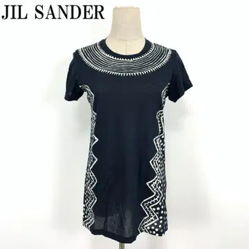 LA6371 질 샌더 코튼 반팔 T셔츠 튜닉 네이비 S