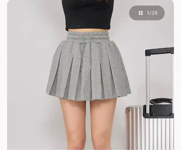 Darich 라메 맨투맨 박스 플리츠 미니스커트