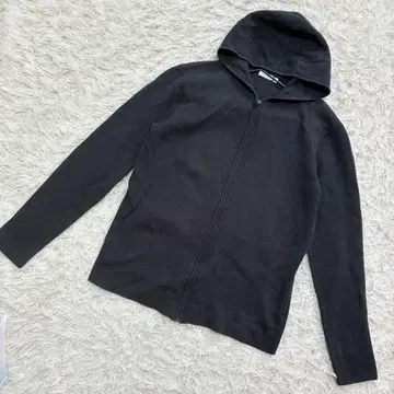 Calvin Klein 니트 후드티 풀 집업 온워드 블랙 ( M )