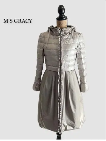 M'S GRACY 후드 부착 그레이 롱 다운 자켓 36