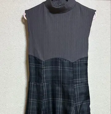 더즈린 체크 슬리브리스 코르셋 원피스