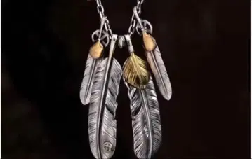 빈티지 실버 골드 페더 목걸이