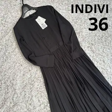 INDIVI 플리츠 원피스 세레모니 포멀 블랙