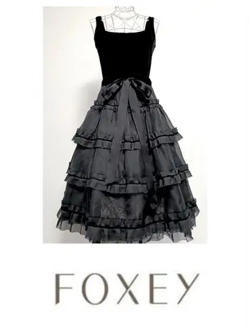 폭시 부티크 벨로아 튤 절개 리본 드레스 원피스 블랙 38