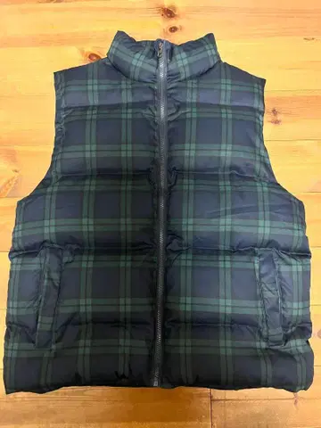 Bargiee 다운 베스트 체크 무늬