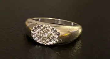 아쉬페프랑스 실버 컬러 플라워 모티브 반지 스톤 부착 17호