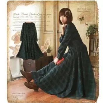 favorite 그린 체크의 영국풍 원피스 M