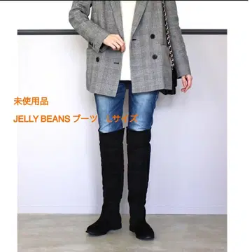 미사용품 JELLY BEANS 백 지퍼 니하이 부츠 L 사이즈