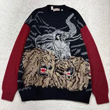 KRIZIA UOMO 애니멀 무늬 니트 바이컬러 이탈리아제 XL