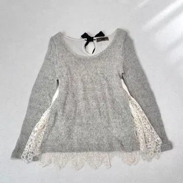 Y2K 모리걸 페어리 그런지 코케트 리본 레이스 니트