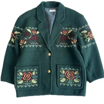 구제 vintage 울 자켓 자수 에스닉