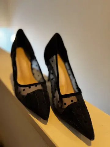 블랙 스웨이드 메쉬 펌프스 하이힐