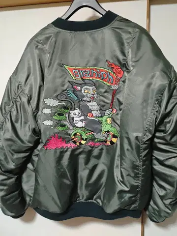 graniph 자수 MA-1 자켓 L 이시쿠로 아야코 바이커 캣