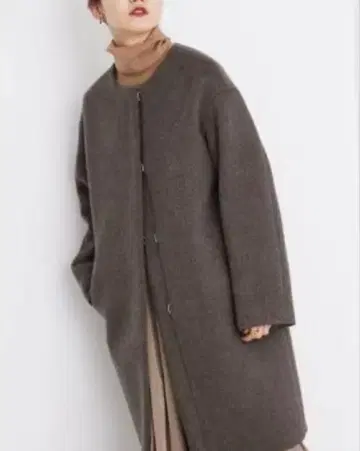 IENA 이에나 램스울 노카라 코트 그레이