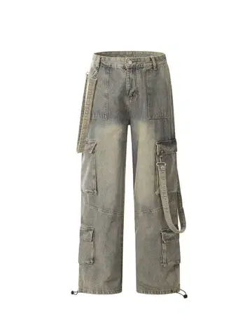 [ SUPADA ] wash denim pocket cargo pants