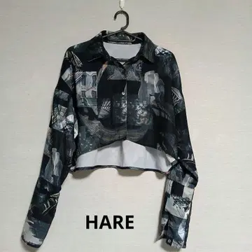 [ HARE 하레 ] 포토 콜라주 숏 셔츠 긴팔 프리 사이즈