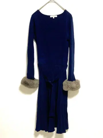 [ PROPORTION ] 네이비 리브 원피스 퍼 포함 2