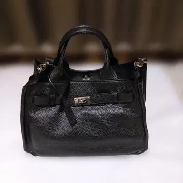 긴자 카네마츠 블랙 가죽 토트백 중형