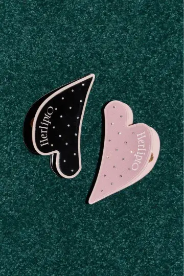 herlipto 바이컬러 하트 트윙클 헤어 클립