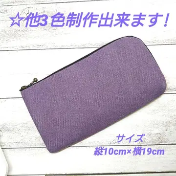 L자 지퍼 장지갑, 핸드메이드, 캔버스 빈티지 컬러 퍼플