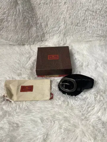 에트로 뜨개질 천연 가죽 가죽 메쉬 벨트 블랙 이탈리아제