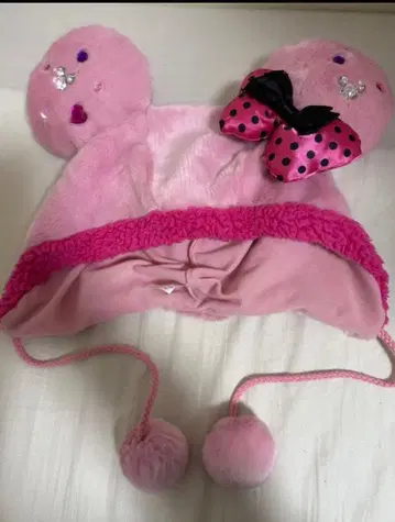 디즈니 팬 핑크 폼폼 포함 캡