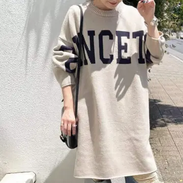 새상품급 스픽 앤 스팬 빅 로고 니트 원피스 베이지