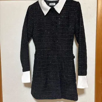 Darich 블랙 화이트 트위드 원피스