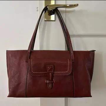 미사용 가죽백 천연 가죽 브라운