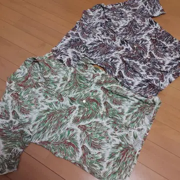 텐더 로인 울프 반팔 셔츠 2장 세트 그린 S 네이비 x 브라운 XS