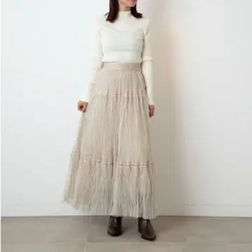 Lily Brown 주름 가공 레이스 샤샤 스커트