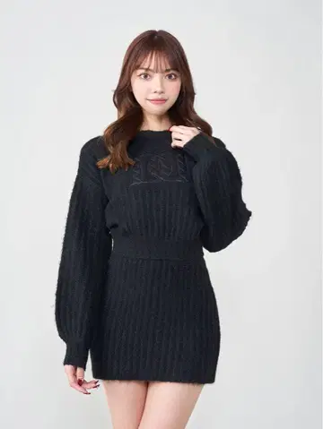 Darich DD 퀼팅 로고 니트 셋업 FREE 블랙