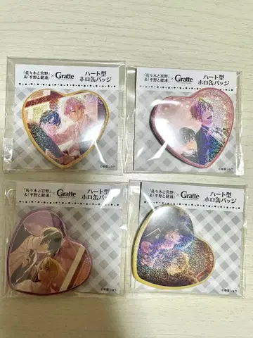 사사키와 미야노 히라노와 카기우라 하트형 홀로그램 캔뱃지 그라테