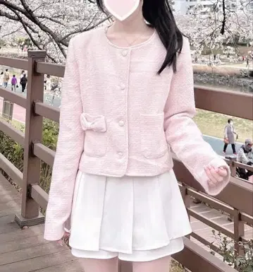 Kleesier 자켓 핑크 리본 한국