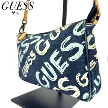 고품질 게스 핸드백 액세서리 파우치 미니백 올 패턴 데님 블루