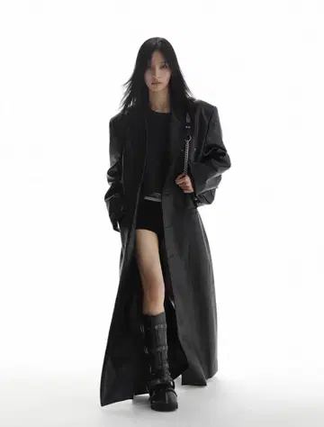 masonprince 25aw 2회 착용 가죽 코트