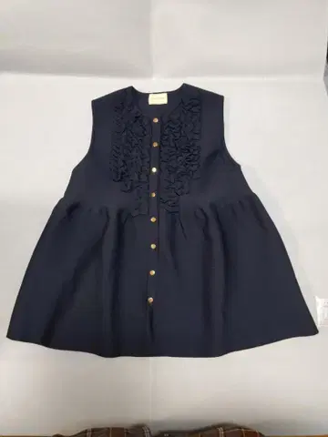 UNITED ARROWS 미니 프릴 니트 베스트 네이비