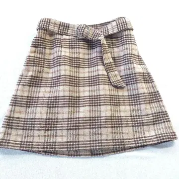 Heather 체크 무늬 플레어 스커트 (베이지, 브라운)