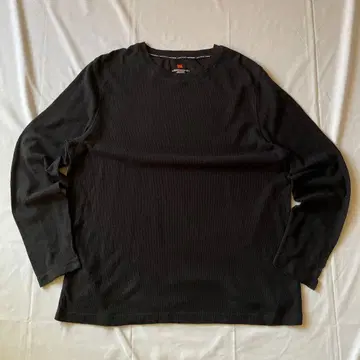 00s Hanes 써멀 롱 T셔츠 블랙 컬러 그런지 구제 의류