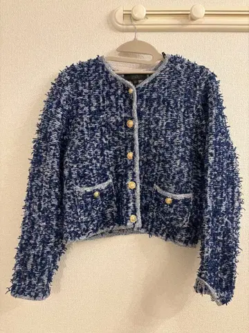 ZARA 네이비 트위드 가디건