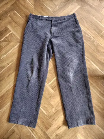 독일제 굵은 폭 코듀로이 팬츠 그레이 와이드 테이퍼드