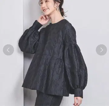 UNITED ARROWS 투톤 자카드 블라우스