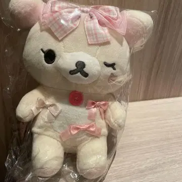 리락쿠마 코리락쿠마 모으기 봉제 인형 핑크 체크 리본 하트